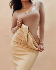 Sexy Tanya Hope in a Skin Tight Bodysuit Top with Beige Body Fit Skirt Photoshoot Pictures 02