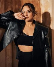 Sonakshi Sinha in a Black Leather Dress Photos 01
