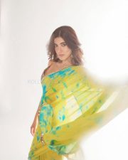 Stunning Shanaya Kapoor in a Vibrant Blue and Green Saree with a Sleeveless Sequinned Golden Blouse Photos 02