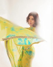 Stunning Shanaya Kapoor in a Vibrant Blue and Green Saree with a Sleeveless Sequinned Golden Blouse Photos 03