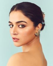 Stunning Wamiqa Gabbi in an Off Shoulder Pastel Embroidered Floral Butterfly Dress Pictures 03