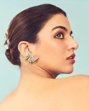 Stunning Wamiqa Gabbi in an Off Shoulder Pastel Embroidered Floral Butterfly Dress Pictures 04