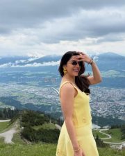 Stylish Mehreen Pirzada in a Yellow Outfit Photos 01