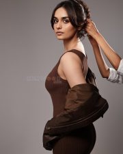 Tehran Actress Manushi Chhillar in a Ribbed Chocolate Martini Sleeveless Tank Top with a Mocha Jacket Pictures 01