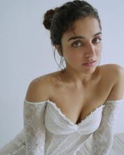 Tempting Wamiqa Gabbi in a White Lace Off Shoulder Deep V Neckline Gown Photos 01