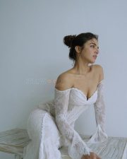 Tempting Wamiqa Gabbi in a White Lace Off Shoulder Deep V Neckline Gown Photos 02