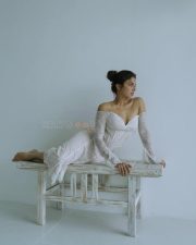 Tempting Wamiqa Gabbi in a White Lace Off Shoulder Deep V Neckline Gown Photos 03