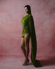 Vibrant Actress Shanaya Kapoor in a lime green draped saree Photos 04 Vibrant Actress Shanaya Kapoor in a lime green draped saree Photos 04