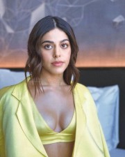 Actress Alaya F in a Yellow Satin Bralette Photos 01