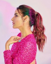 Actress Jasmin Bhasin in a Glittering Pink Dress Photos 06