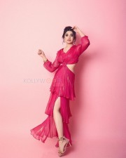 Adorable Krithi Shetty in a Pink Cut Out Thigh Slit Dress Photos 04