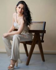 Beautiful Sanjeeda Shaikh in an One Shoulder Beige Top with Matching Pants and Jacket Photos 03