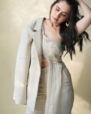 Beautiful Sanjeeda Shaikh in an One Shoulder Beige Top with Matching Pants and Jacket Photos 05