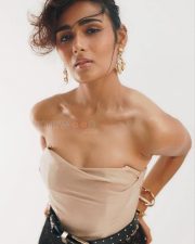 Bold and Sexy Shalini Pandey in a Pastel Pink Tube Top with a High Waisted Black Lace See Through Shorts Photos 01