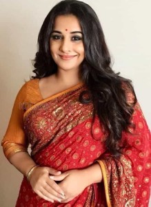 Bollywood Actress Vidya Balan Red Saree Photo