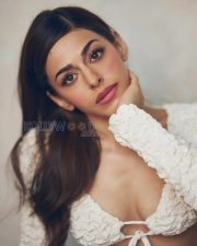 Captivating Actress Alaya F in a White Textured Crop Top and Mini Skirt Photos 01