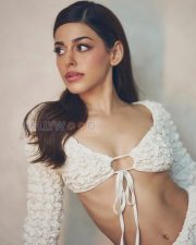 Captivating Actress Alaya F in a White Textured Crop Top and Mini Skirt Photos 04