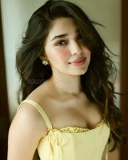Captivating Actress Krithi Shetty in a Pastel Yellow Corset Top Photos 01