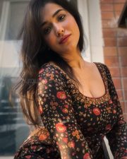 Charming Actress Priyanka Jawalkar in a Dark Floral Anarkali Photos 02