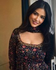 Charming Actress Priyanka Jawalkar in a Dark Floral Anarkali Photos 03
