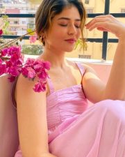 Dazzling Priyanka Jawalkar in a Pink Rose Maxi Dress Pictures 02