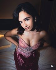 Desirable Shirley Setia in a Blush Pink Strapless Corset Bodice with a Deep Maroon Skirt Picture 01