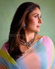 Elegant Actress Kareena Kapoor in a Pastel Rainbow Ombre Organza Saree Diamond Necklace Photos 03 Elegant Actress Kareena Kapoor in a Pastel Rainbow Ombre Organza Saree Diamond Necklace Photos 03
