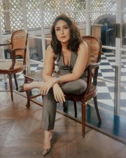 Elegant Kareena Kapoor in a Chic Brown Waistcoat and Pant Photos 03