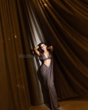 Enchanting Actress Alaya F in a Grey Embellished Saree Photos 04