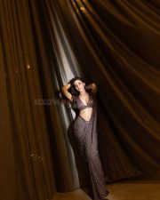 Enchanting Actress Alaya F in a Grey Embellished Saree Photos 04