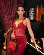 Femina Style Diva East Zaara Yesmin in a Red Deep V Neck Lace Top with a High Waisted Red Skirt Photos 02
