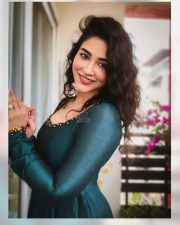 Glamorous Actress Priyanka Jawalkar in a Green Sheer Scarf with Embellished Neckline Photos 06