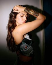 Gorgeous Krithi Shetty in a Mulberry Silk Satin Strapless Tube Corset Top with a Long Fishcut Skirt Photos 04