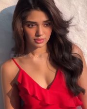Gorgeous Krithi Shetty in a Red Sleeveless Maxi Dress Pictures 04