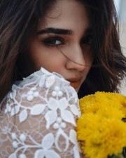 Hot Krithi Shetty in a Floral White Lace Mini Dress Photos 06