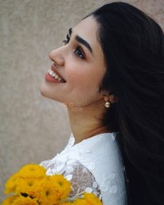 Hot Krithi Shetty in a Floral White Lace Mini Dress Photos 07