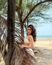 Hot Parul Gulati in a White Two Piece Bikini at Goa Beach Photos 03