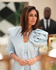 Kareena Kapoor in a Powder Blue Dress and Jacket at the 20th edition of the Doha Jewelry Watches Exhibition in Qatar Photos 01