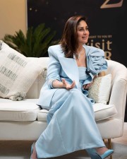 Kareena Kapoor in a Powder Blue Dress and Jacket at the 20th edition of the Doha Jewelry Watches Exhibition in Qatar Photos 02