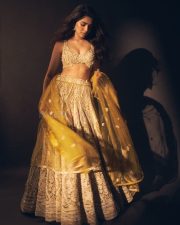 Love Insurance Kompany Heroine Krithi Shetty in a Golden Yellow Lehenga with a Sleeveless Embroidered Blouse and Floor Length Skirt Photos 08