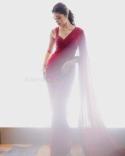 Love Insurance Kompany Heroine Krithi Shetty in a Red Saree with Sleeveless Blouse Photos 04