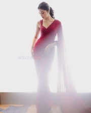 Love Insurance Kompany Heroine Krithi Shetty in a Red Saree with Sleeveless Blouse Photos 04