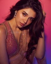 Love Insurance Kompany Heroine Krithi Shetty in a Rose Gold Saree with a Sleeveless Blouse Photos 03