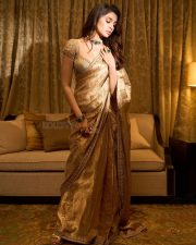 Mesmerizing Krithi Shetty in a Golden Saree with a Designer Saree Photos 05