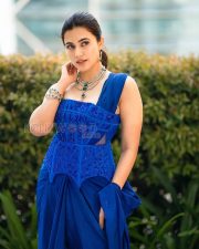 Resplendent Actress Anju Kurian in a Royal Blue Embroidered Corset Saree Photos 01 Resplendent Actress Anju Kurian in a Royal Blue Embroidered Corset Saree Photos 01