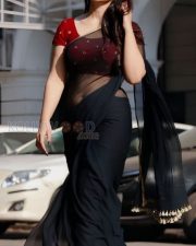Sexy Priyanka Jawalkar in a Transparent Black Saree Photo 01