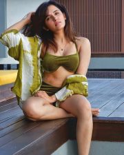 Singer and Actress Shirley Setia in an Olive Green Two Piece Swimsuit Photos 03