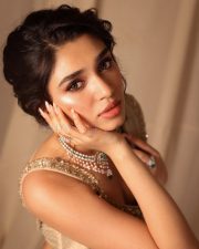 Stunning Krithi Shetty in a Golden Saree and Sleeveless Blouse Photos 04