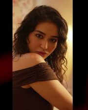 Stylish and Sexy Priyanka Jawalkar in a Brown Off Shoulder Top and Denim Skirt Pictures 04