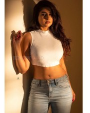 Tollywood Actress Varshini Sounderajan Hot in a White Tank Top Photos 04